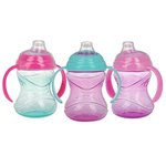 Nuby Clik-It Grip N’ Sip Soft Spout No-Spill Training Sippy Cups With Handles – (3-Pack)