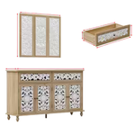 FUFU&GAGA Light Oak 39" Accent Storage Cabinet With 4 Shelves