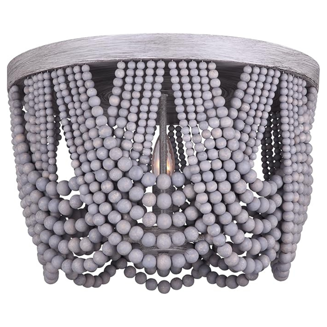 Nadia 3-Light Semi-Flush Unique Wood Bead Design Ceiling Lights