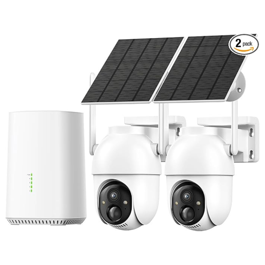 2-Pack Outdoor Wireless Solar Security Cameras W/ 360 deg Panoramic View