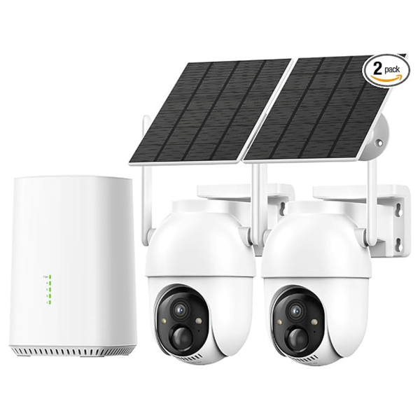 2-Pack Outdoor Wireless Solar Security Cameras W/ 360 deg Panoramic View