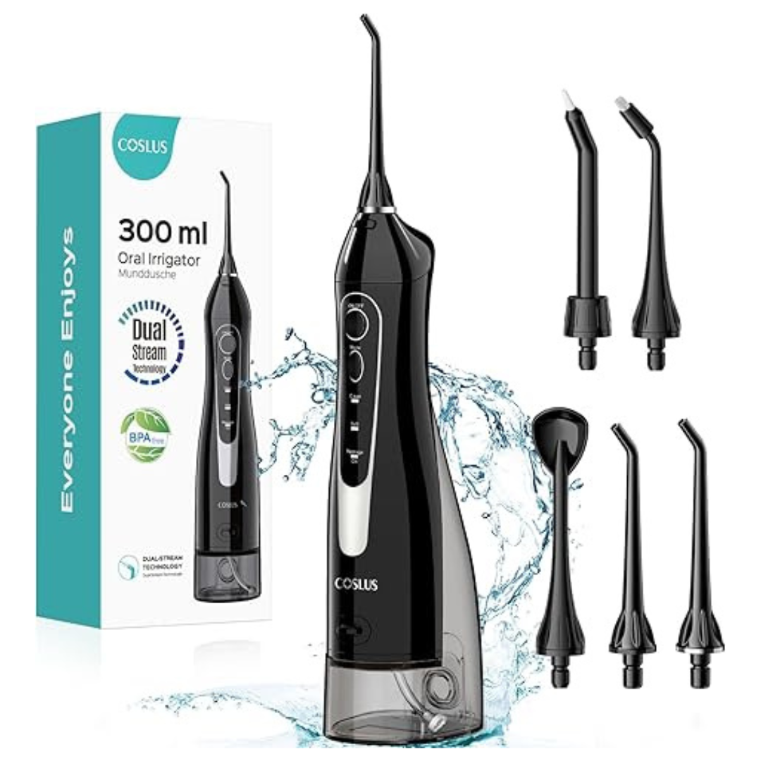 COSLUS Professional 300ML Cordless Portable Rechargeable Water Flosser