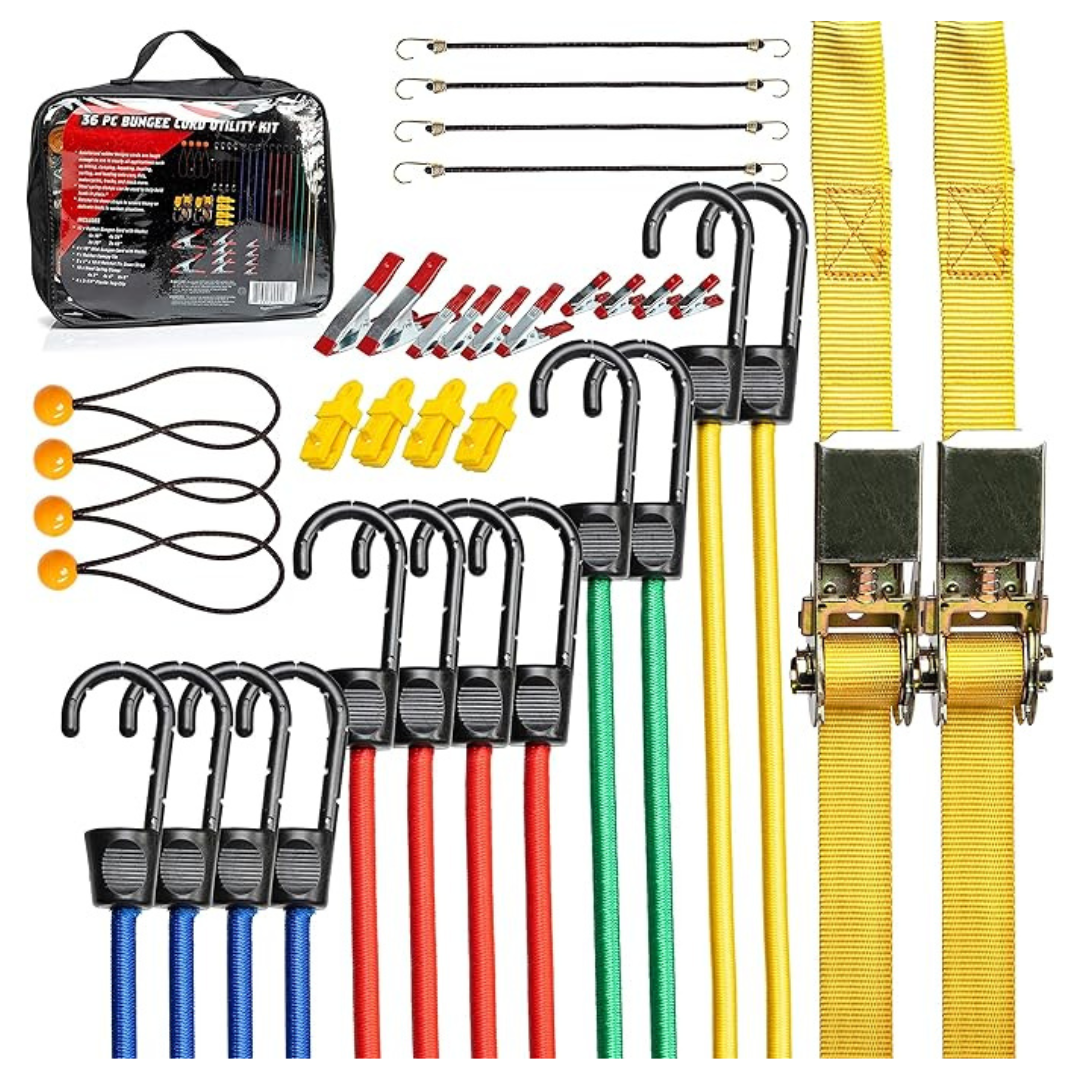 36-Piece Tooluxe 50888L Bungee Cords Kit [Assorted Hooks Set]