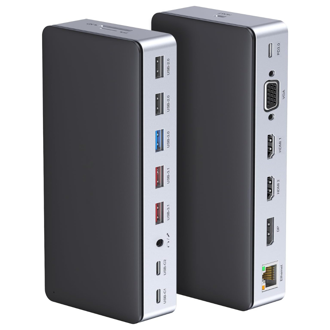 16 in 1 Multiport Adapter Hub With Triple Display Docking Station