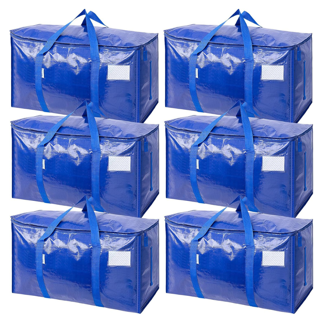 6-Pack Extra Large Moving Storage Bags With Zippers