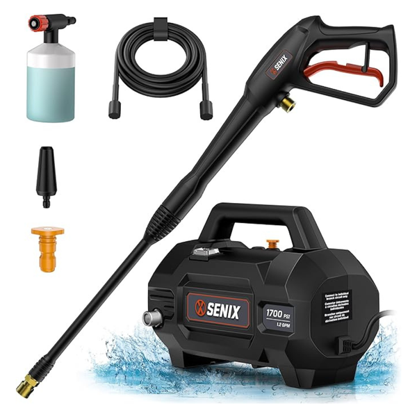 SENIX 2100 PSI Electric Pressure Washer with Foam Cannon and Hose