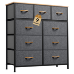 DWVO Fabric Storage Closet Dresser With 9 Drawers (Dark Grey)