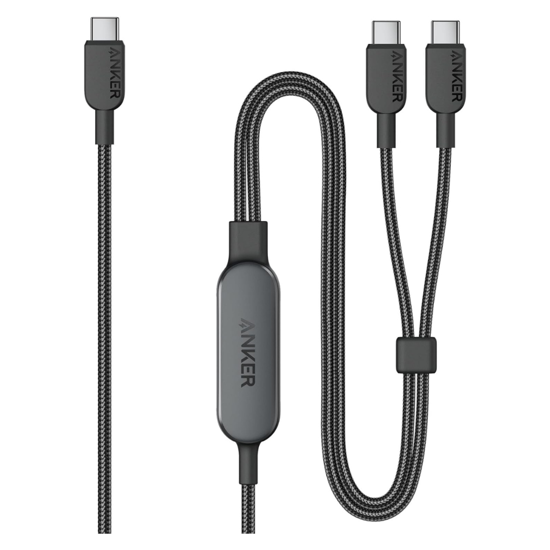 4ft 140W Anker 2-in-1 USB-C To 2x USB-C Charging Cable (2 Colors)