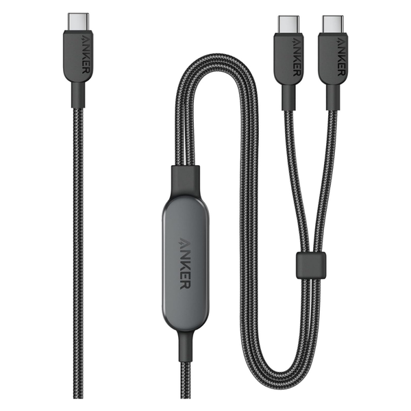 4ft 140W Anker 2-in-1 USB-C To 2x USB-C Charging Cable (2 Colors)