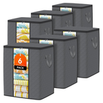 6-Pack SpaceTrove 80L Large Capacity Storage Bags With Visual Window (Grey)