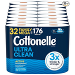 Cottonelle Ultra Clean Toilet Paper With Active CleaningRipples Texture (32 Family Mega Rolls = 176 Regular Rolls)