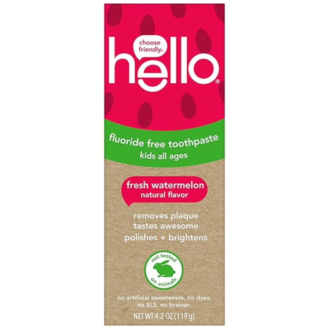 4.2 Oz Hello Kids Natural Watermelon Fluoride Free Toothpaste