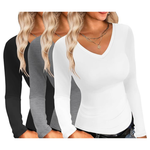 3-Pack Ekouaer Women's Long Sleeve Slim Fit Thermal Undershirts