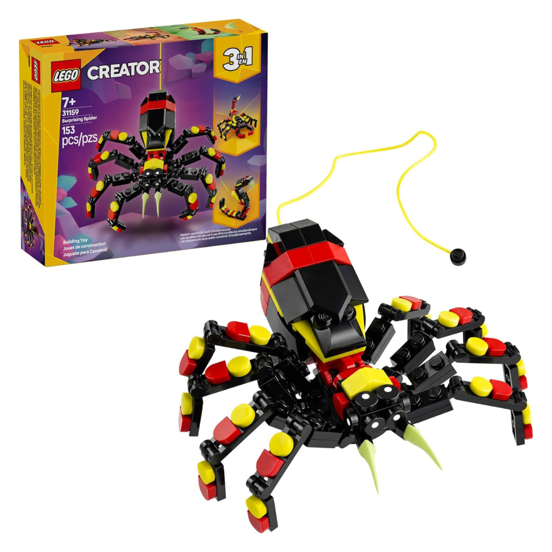 153-Piece LEGO Creator 3-in-1 Wild Animals Surprising Spider Toy (31159)