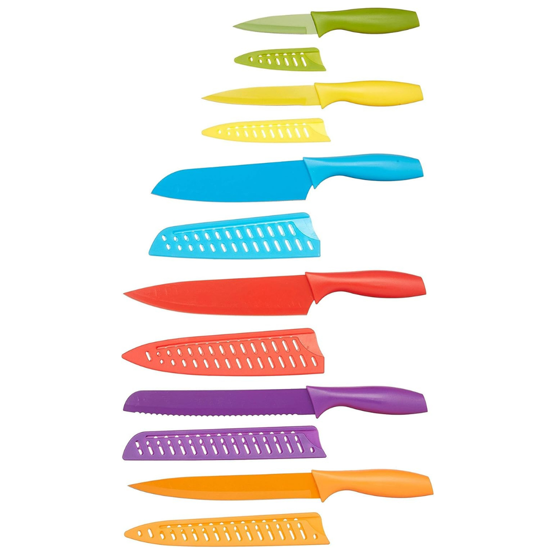 12-Piece AmazonBasics Color-Coded Kitchen Knife Set