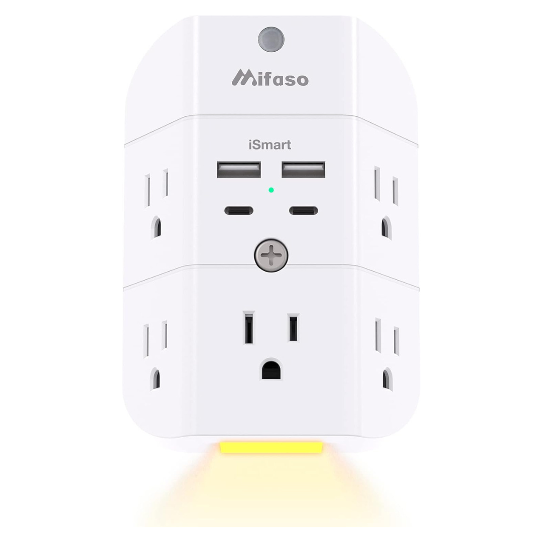 5-Outlet Splitter & 4 USB Ports Surge Protector Outlet Extender