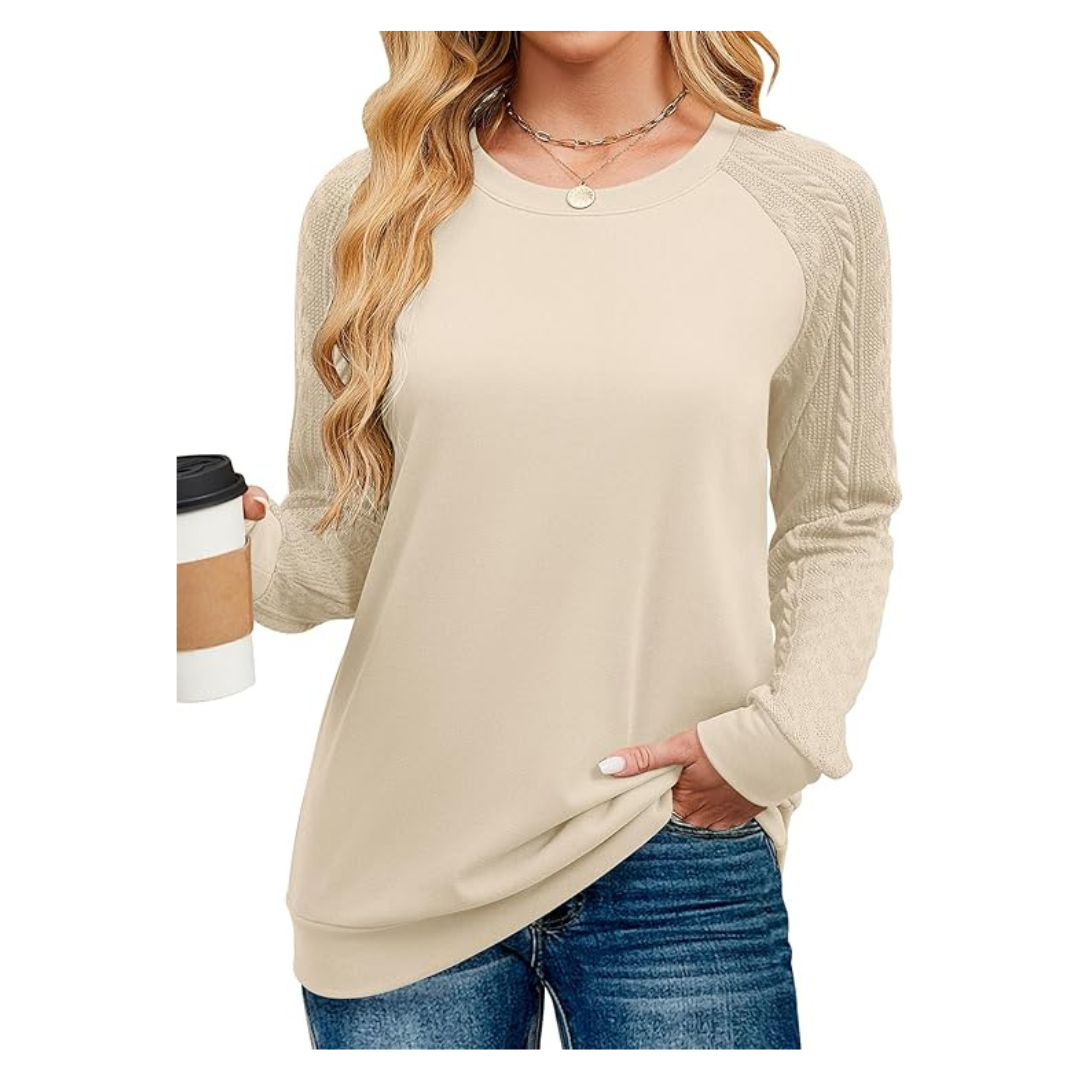 Crewneck Cable Knit Long Sleeve Sweaters