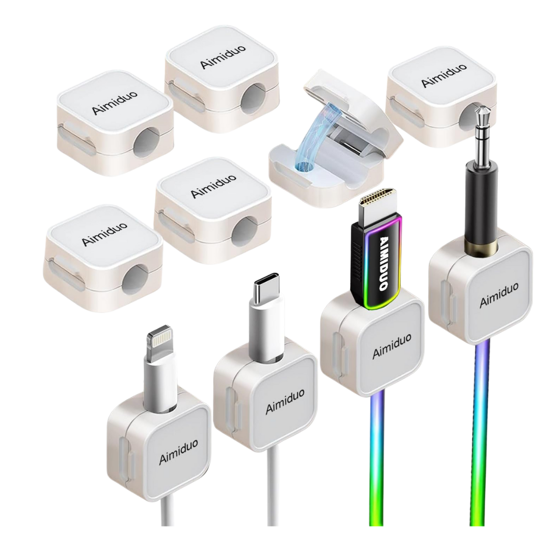 10-Pack Aimiduo Magnetic Cable Clips Cord Organizer Holder (2 Colors)