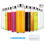 12-Pack 18 Oz Luxfuel Reusable Clear Glass Water Bottles
