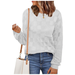 Women's Checkered Knit Loose Pullover Sweater (Various)