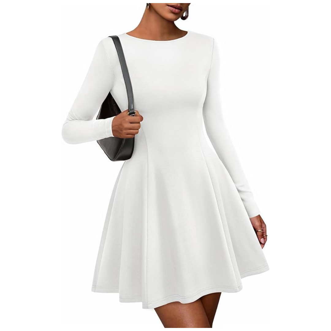 Women's Elegant Classy Flowy A Line Long Sleeve Dress (Various Colors)