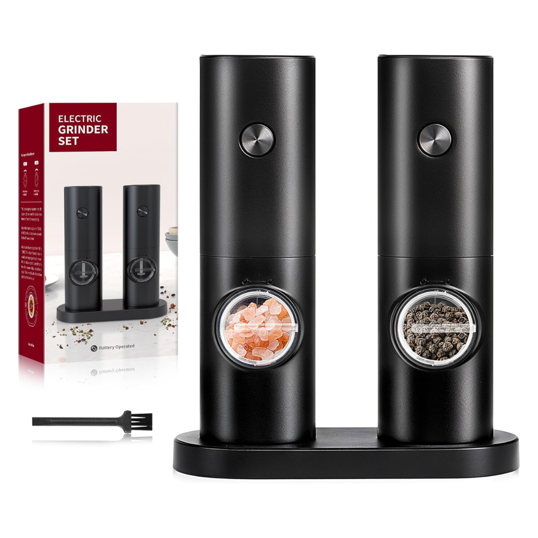 2-Pack Electric Salt and Pepper Grinder Set