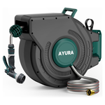 100-Feet AYURA Retractable Garden Hose Reel With Kink-Free Rewind