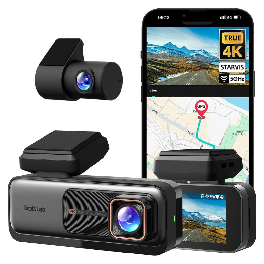 Botslab 4K Front And 2K Rear Dual Dash Cam With ADAS & 64GB Card