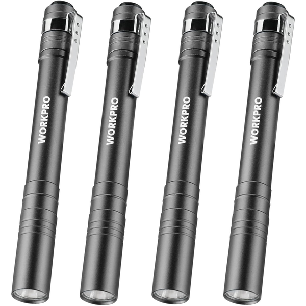 4-Pack Workpro Aluminum LED Pocket Pen Flashlights w/Clip