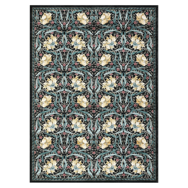 5'x7' Washable Soft Low Pile Green Floral Area Rug