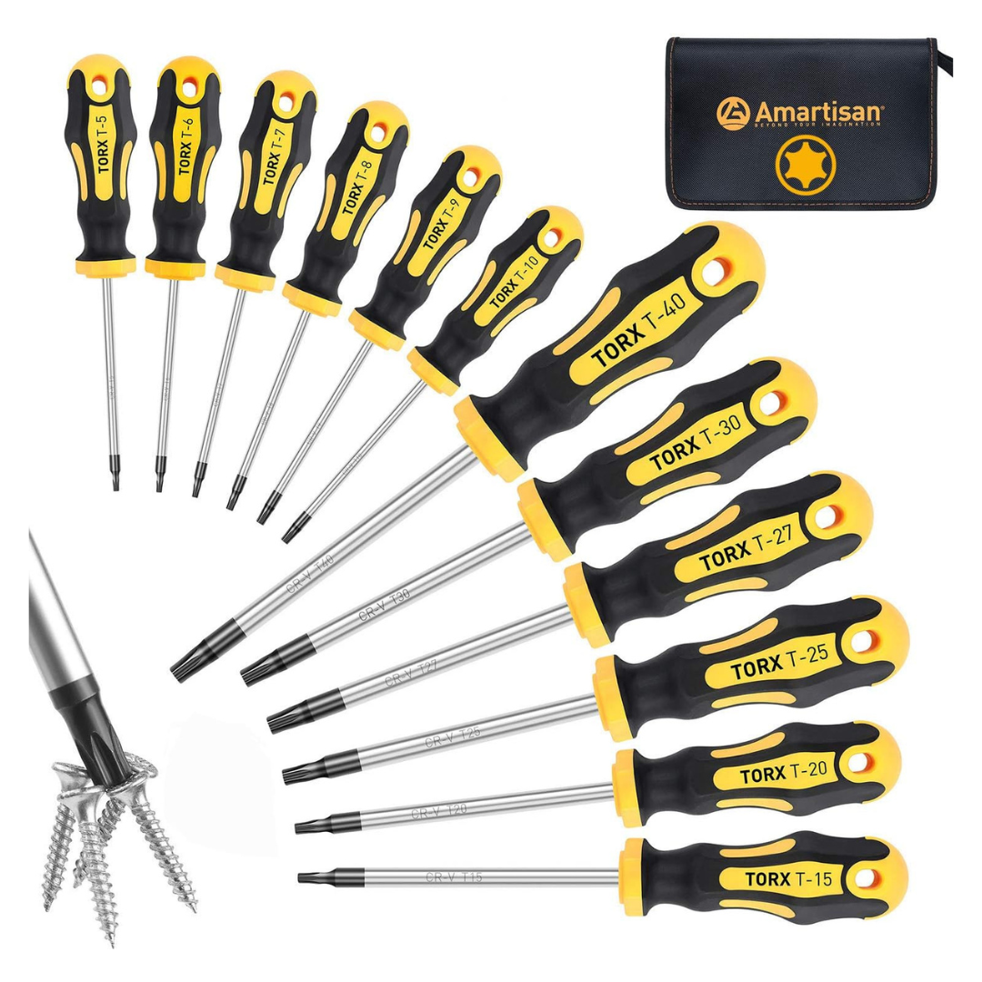 12-Piece Amartisan Magnetic Torx Screwdrivers Set (T5-T40)