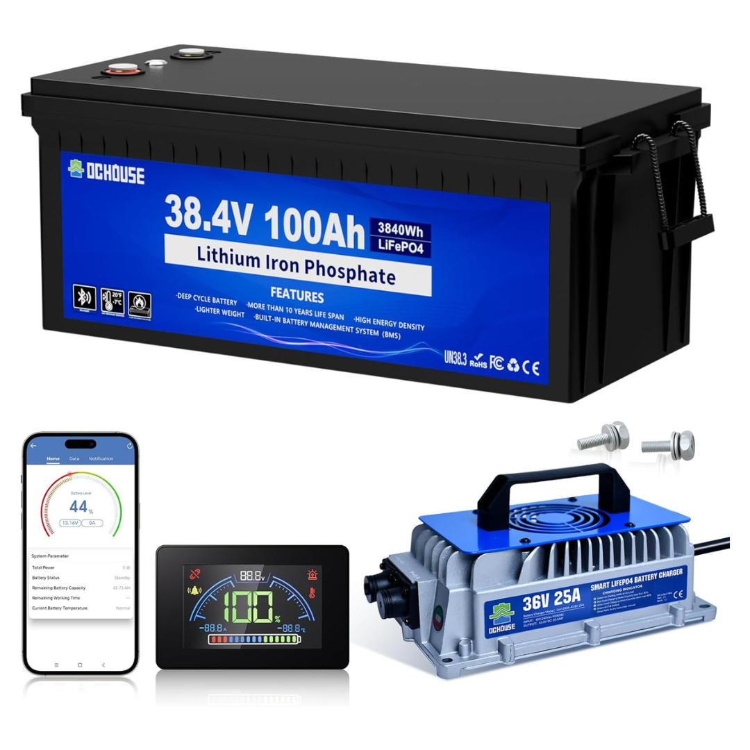 DC HOUSE 36V 100Ah Lithium Golf Cart Battery With Charger