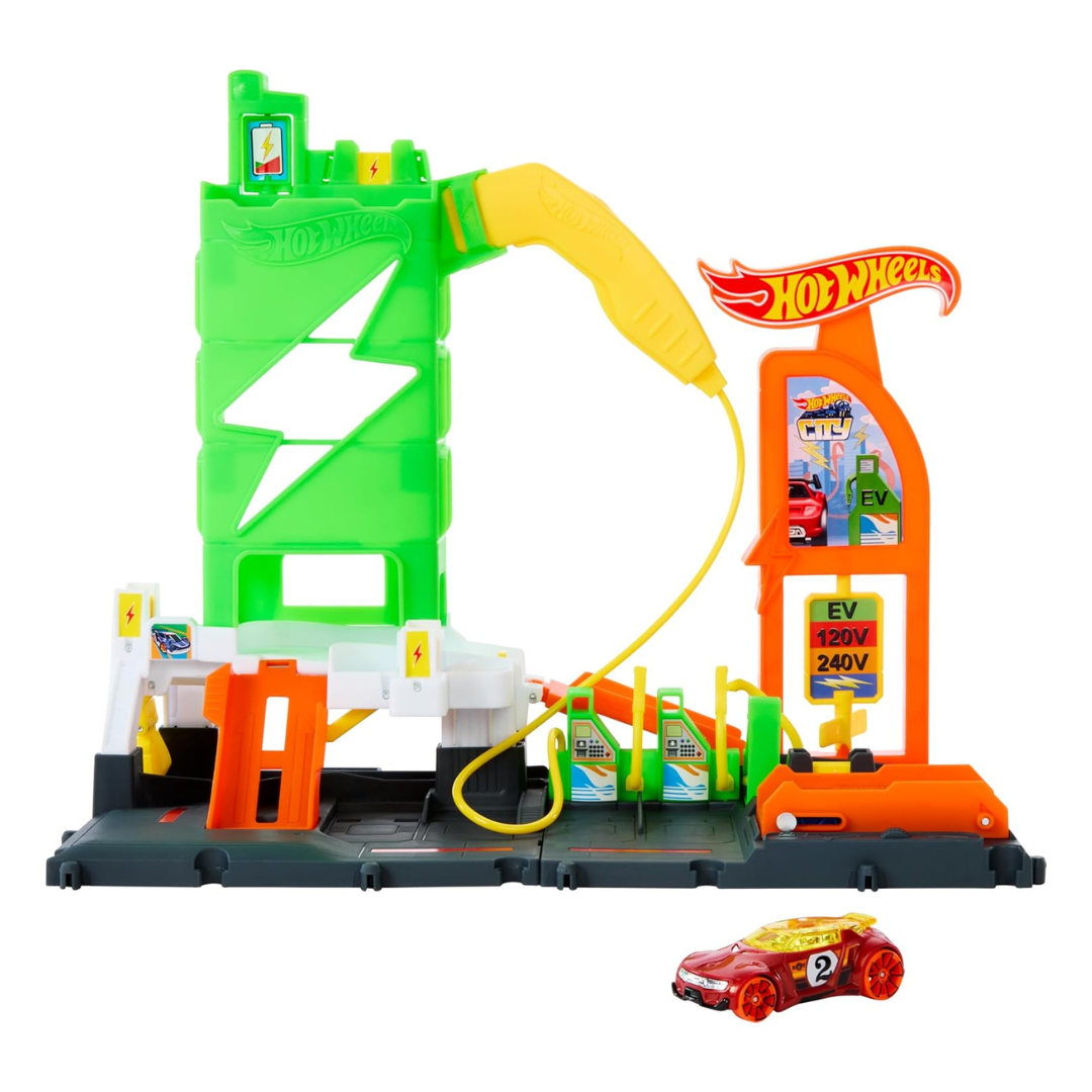 Hot Wheels City Toy Car Track Super Recharge Fuel Station Playset