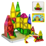 46-Pieces STEM Educational Mini Magnetic Tiles Building Set With Case