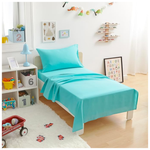 Amazon Basics Kid’s Soft Lightweight Microfiber 3-Piece Sheet Set, Toddler, Bright Aqua