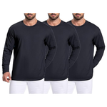 3-Pack Mettclasi Men's Heavy 100% Cotton Long Sleeve T-Shirts