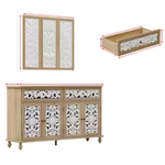 FUFU&GAGA Light Oak 39" Accent Storage Cabinet With 4 Shelves