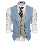 Men's Formal Slim Fit Wedding Layered Suit Vest