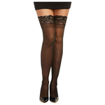 Dreamgirl Women's Sheer Thigh High Stockings With Silicone Lace Top
