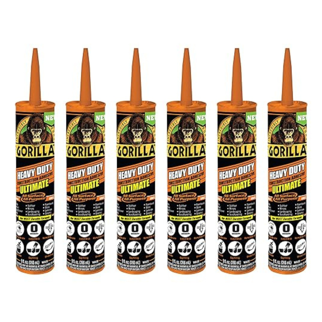 6-Pack 9 Oz Gorilla Heavy Duty Ultimate Construction Adhesive