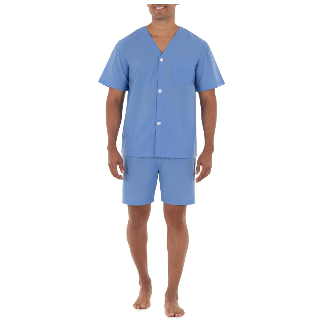 Fruit Of The Loom Men's Broadcloth Short Sleeve Pajama Set