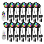 12-Pack 7W IP66 Waterproof RGB Landscape Lights