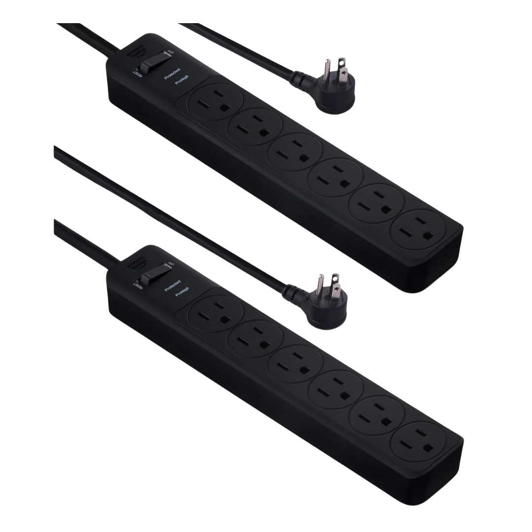 2-Pack AmazonBasics 6-Outlet 600 Joule Surge Protector Power Strip