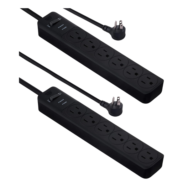 2-Pack AmazonBasics 6-Outlet 600 Joule Surge Protector Power Strip