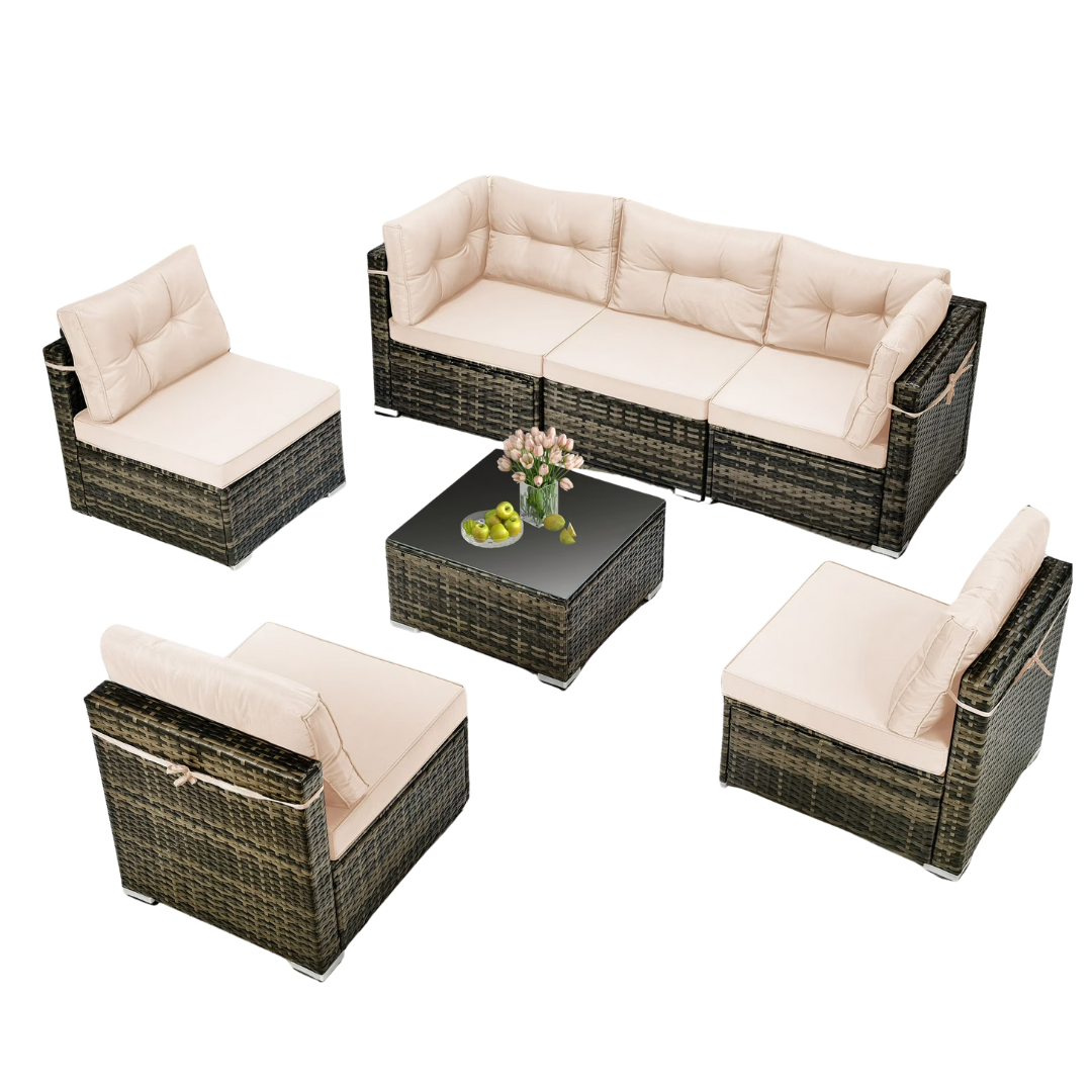 Segmart 7-Piece Outdoor Rattan Sectional Sofa Set (various)