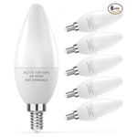 6-Pack Partphoner 6W E12 LED Candelabra Bulbs