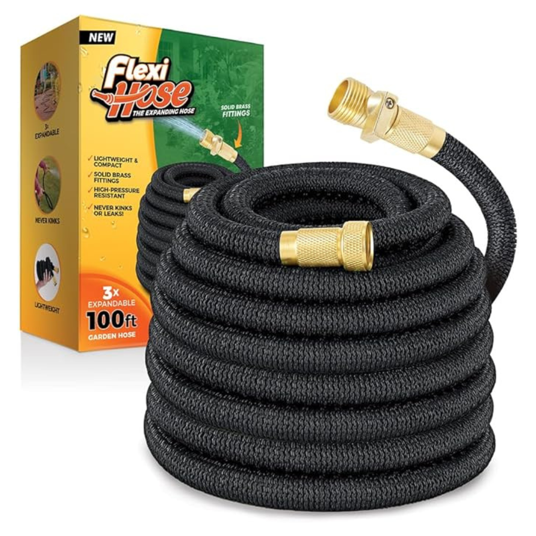 100ft Flexi Hose Lightweight Expandable Garden Hose (Black)