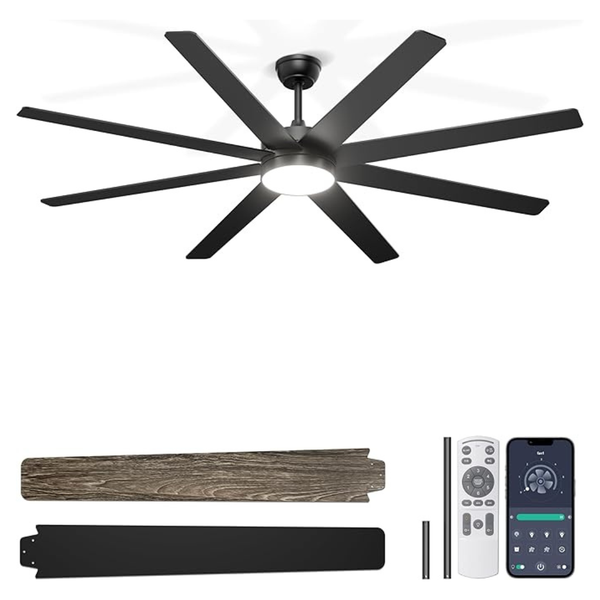 Phylluz 72 Dimmable Large Ceiling Fan with Lights