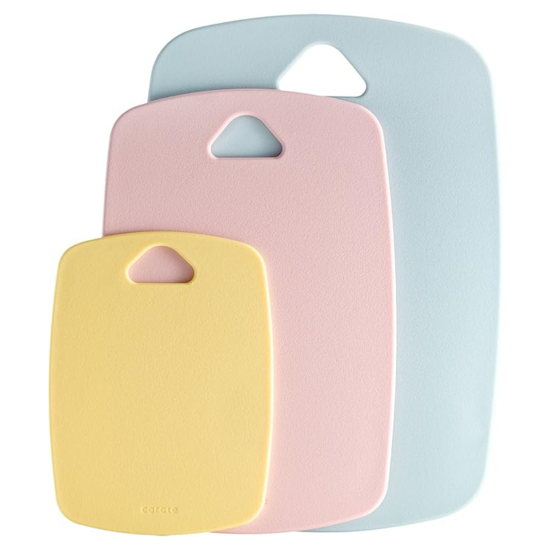 3-Piece Carote Plastic Cutting Board Set w/ Easy-Grip Handles