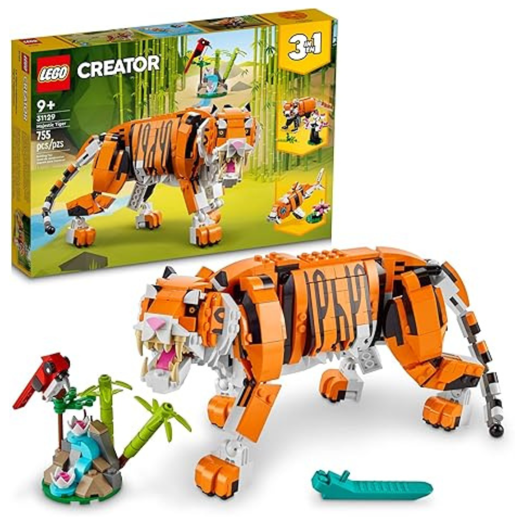 LEGO Creator 3 In 1 Majestic Tiger Building Set, Transforms From Tiger To Panda Or Koi Fish Set